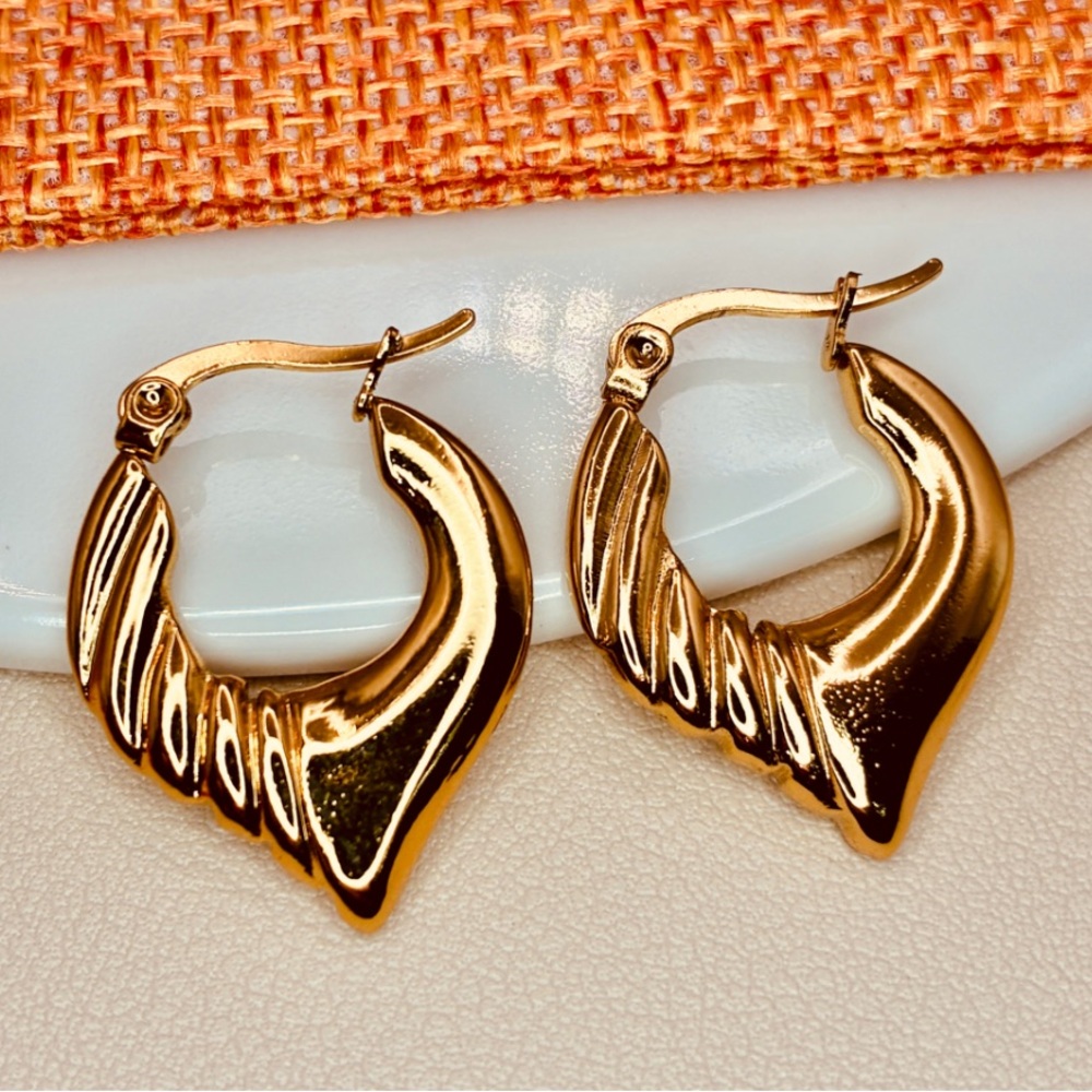 Gold Textured Hoop Earrings